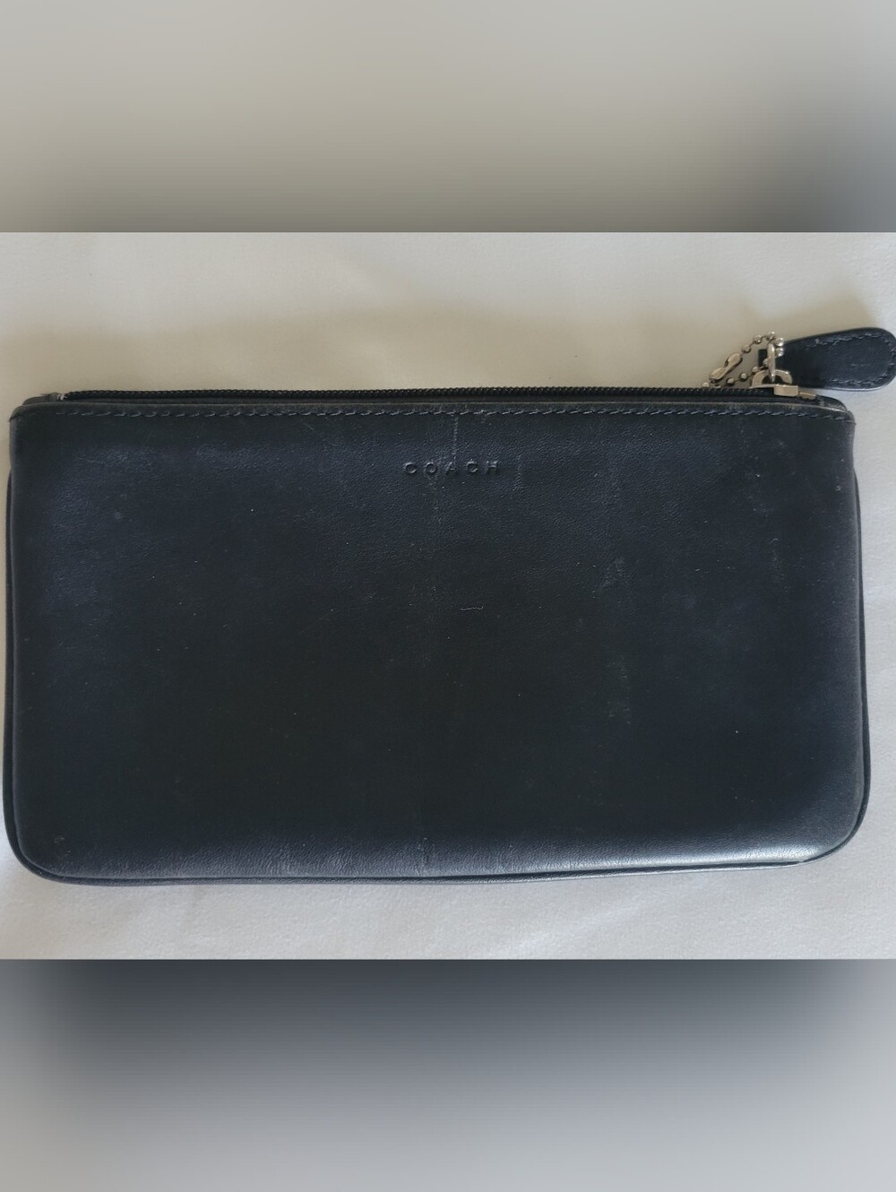 Coach Black Leather Zip Pouch Wallet